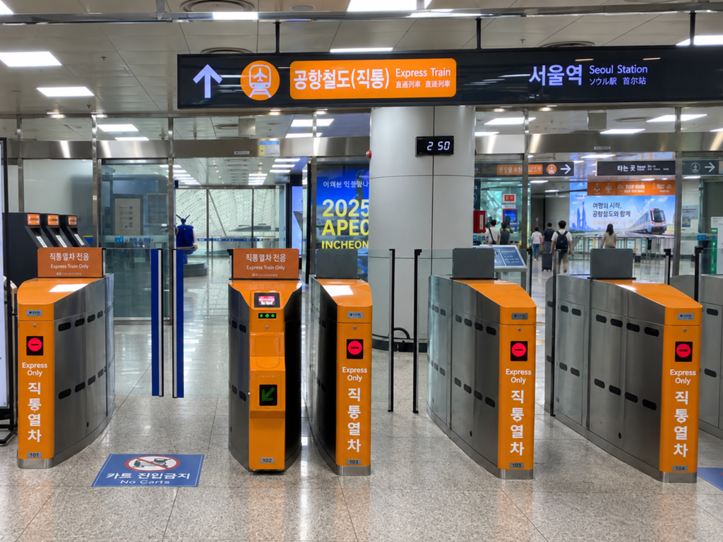 AREX train signs at Incheon International Airport