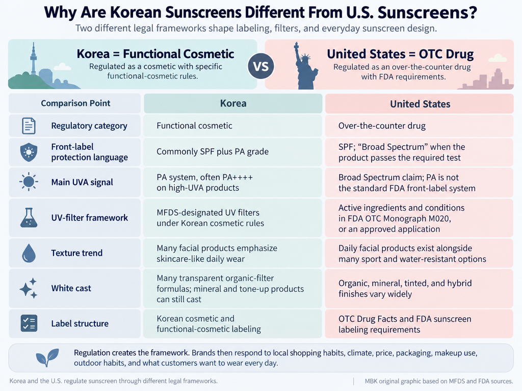 Comparison of Korean functional cosmetic and U.S. OTC drug sunscreen regulation