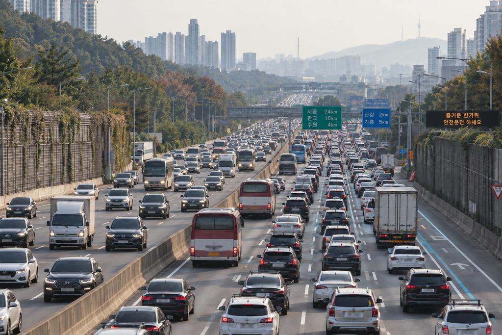 Heavy expressway traffic during Korea’s Chuseok holiday