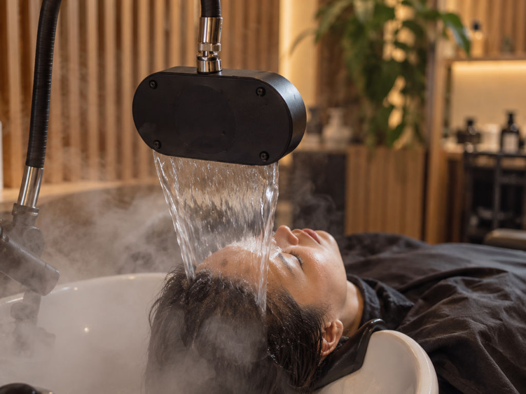 Korean head spa Seoul treatment room prepared for a scalp-cleansing and massage session