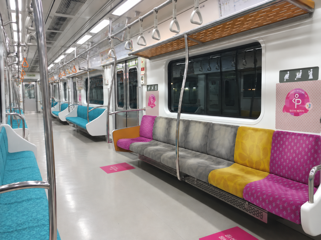 Priority and pregnancy seating signs on the Seoul subway
