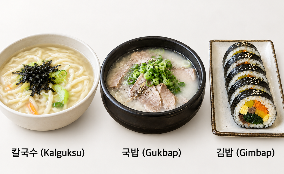 Solo-friendly Korean noodle soup rice and gimbap meals in Myeongdong
