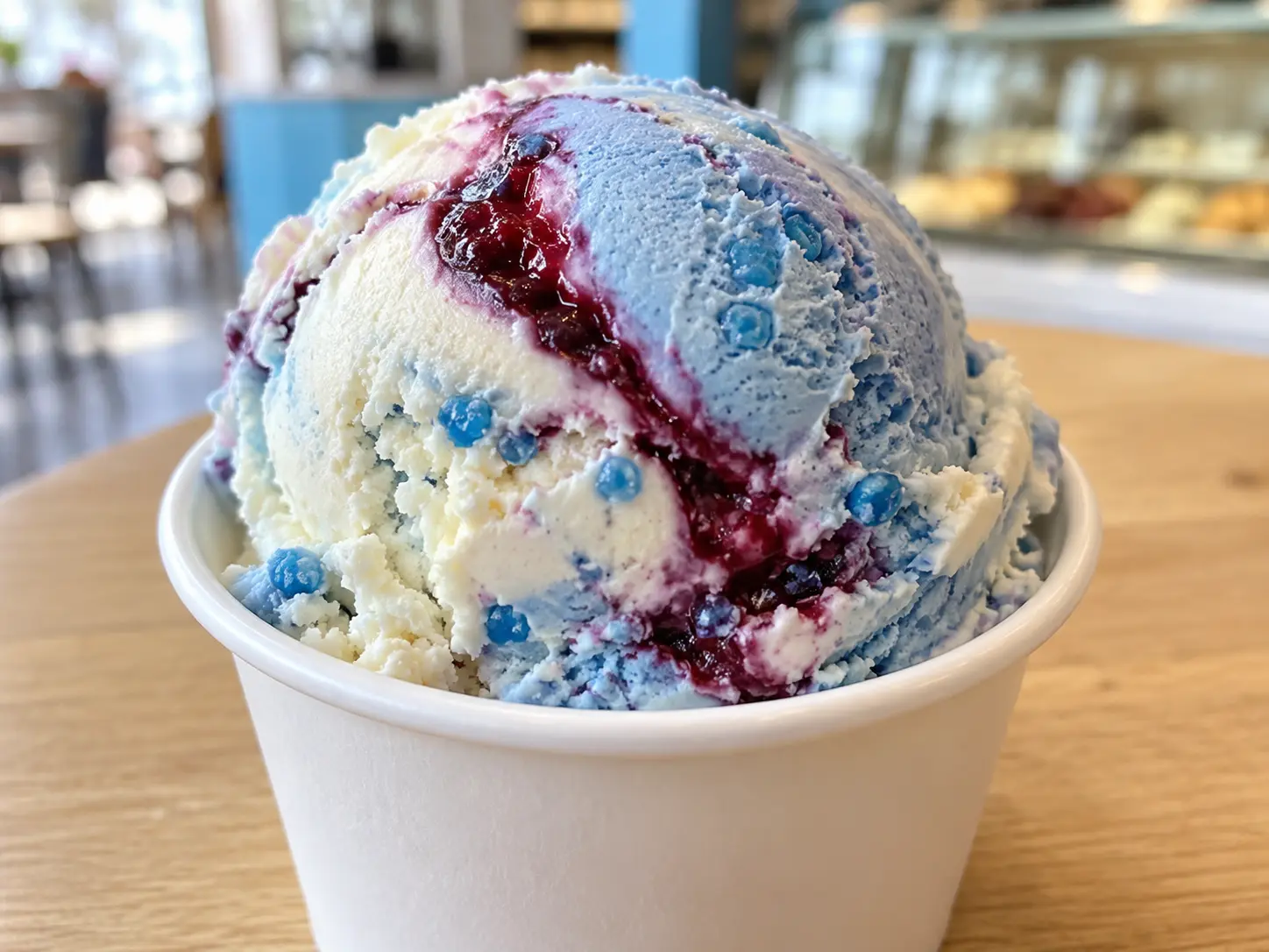 Shooting Star style ice cream with blue popping candy